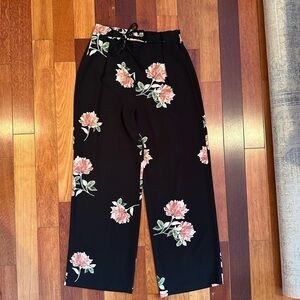 Dynamite | Black and pink floral wide leg pants size large